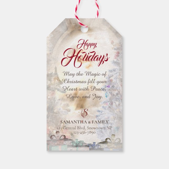 Rough Collie & Kitten - Personlig jul Presentetikett (Baksidan)