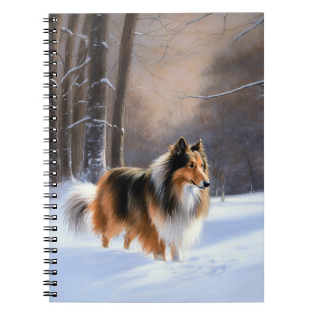 Rough Collie Låt det snöa jul Anteckningsbok (Framsidan)