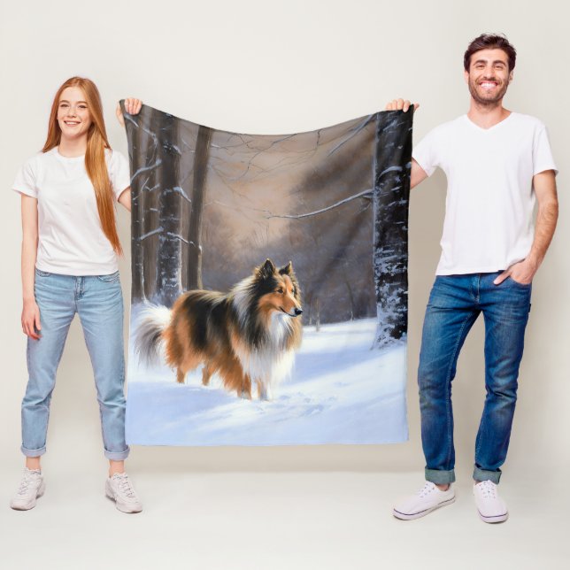 Rough Collie Låt det snöa jul Fleecefilt (På plats)