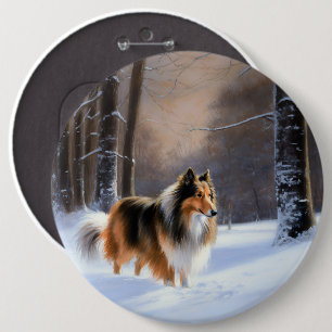 Rough Collie Låt det snöa jul Knapp