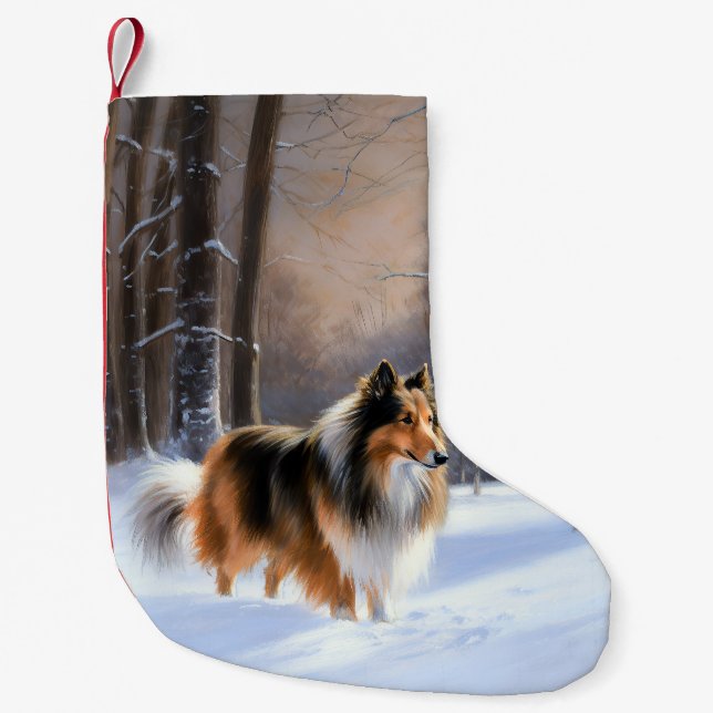Rough Collie Låt det snöa jul Liten Julstrumpa (Framsidan)