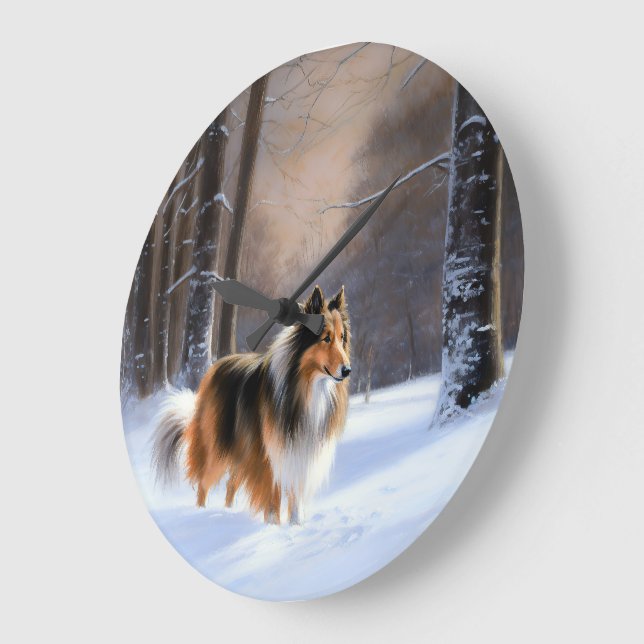 Rough Collie Låt det snöa jul Stor Klocka (Vinkel)