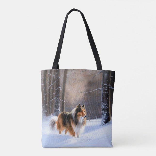 Rough Collie Låt det snöa jul Tygkasse (Baksida)