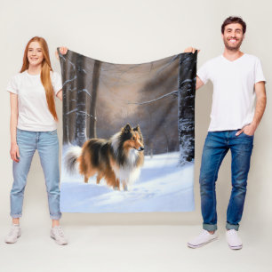Rough Collie Let It Snow Jul Fleecefilt