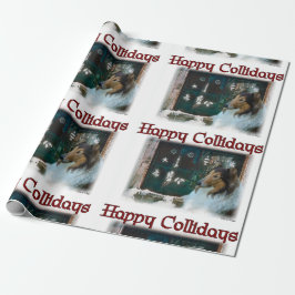 Rough Collie Lycklig Collidays jul Presentpapper