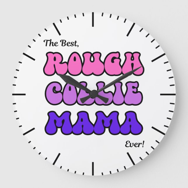 Rough Collie Mama Clock Stor Klocka (Framsida)