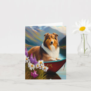 Rough Collie på en paddel: Ett naturskönt äventyr Kort