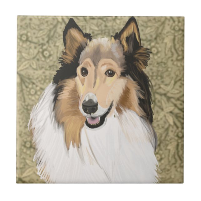 Rough Collie Porträtt Kakelplatta (Framsidan)