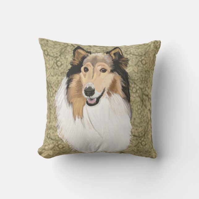 Rough Collie Porträtt Kudde (Framsida)