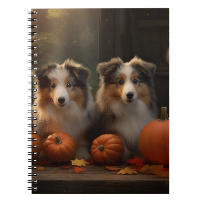 Rough Collie Puppy Autumn Delight Pumpkin Anteckningsbok (Framsidan)