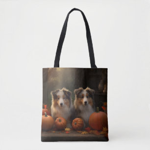 Rough Collie Puppy Autumn Delight Pumpkin Tygkasse
