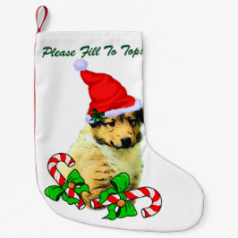 Rough Collie Puppy jul Liten Julstrumpa