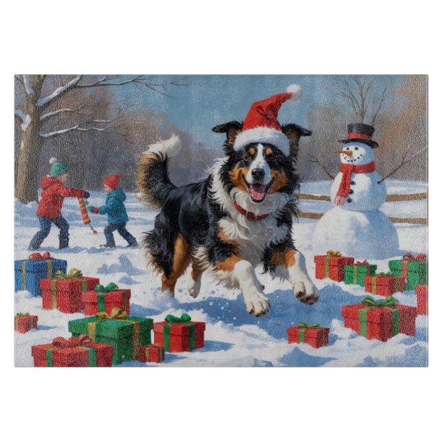 Rough Collie Runin i Snö med julklapp (Framsidan)