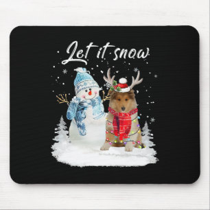 Rough Collie Santa Hund jul Snögubbe Julafton Paja Musmatta