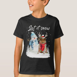 Rough Collie Santa Hund jul Snögubbe Julafton Paja T Shirt