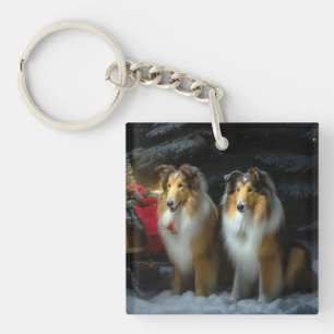 Rough Collie Snowy Sleigh juldeeller