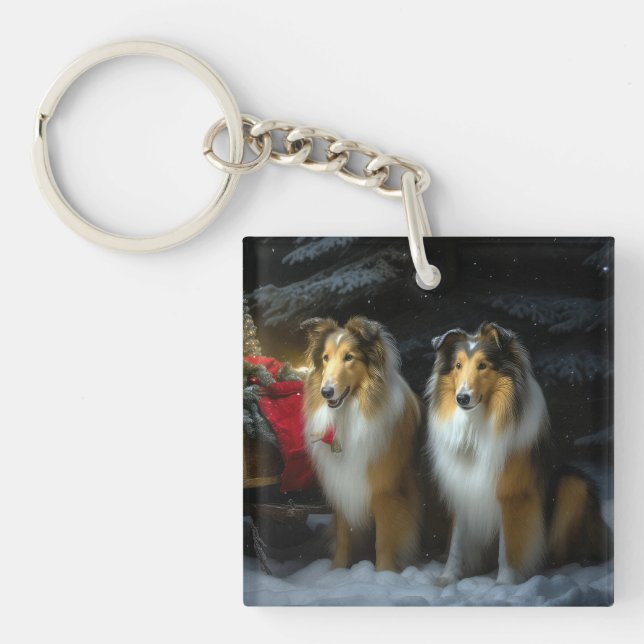 Rough Collie Snowy Sleigh juldeeller (Framsidan)