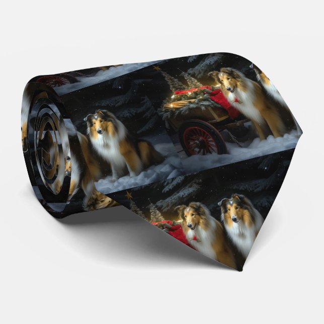 Rough Collie Snowy Sleigh juldeeller Slips (Rullad)
