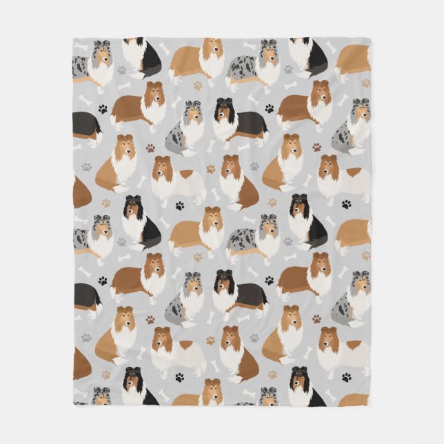 Rough Collie Tass och Bones Fleece Blanket (Framsidan)