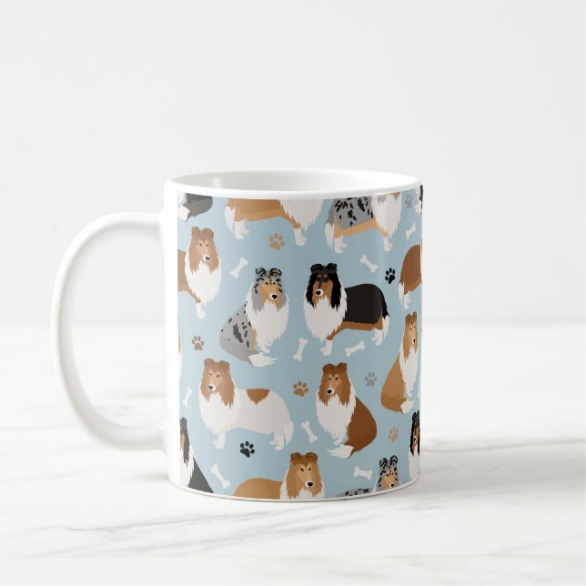 Rough Collie Tass och Bones Kaffemugg (Vänster)