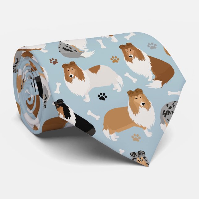 Rough Collie Tass och Bones Neck Tie Slips (Rullad)