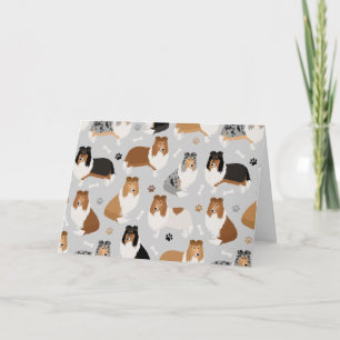 Rough Collie Tassar och Bones Card Kort