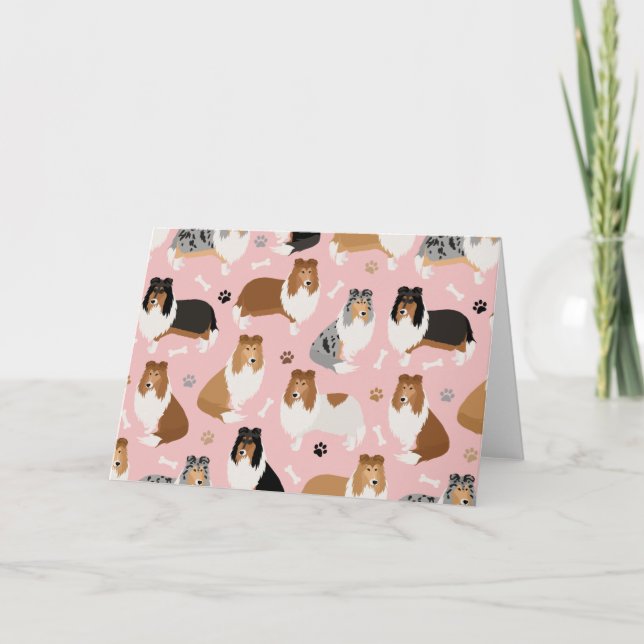 Rough Collie Tassar och Bones Card Kort (Framsida)