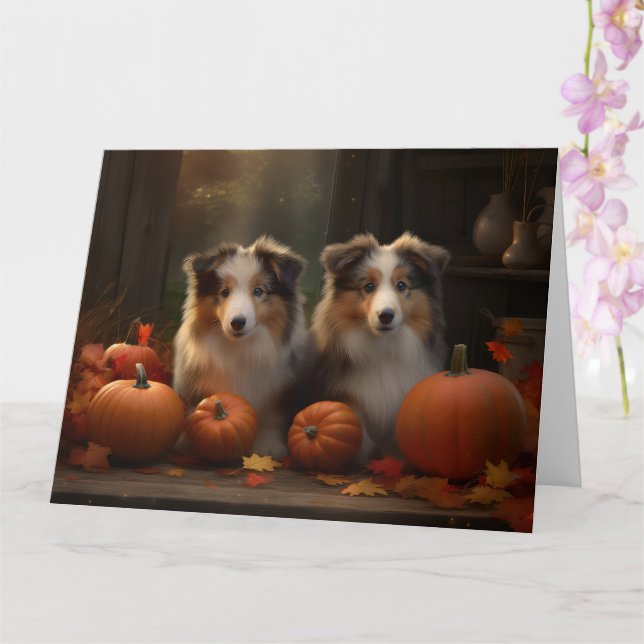 Rough Collie Valp Höstglädje Pumpa  Kort (Orkide)