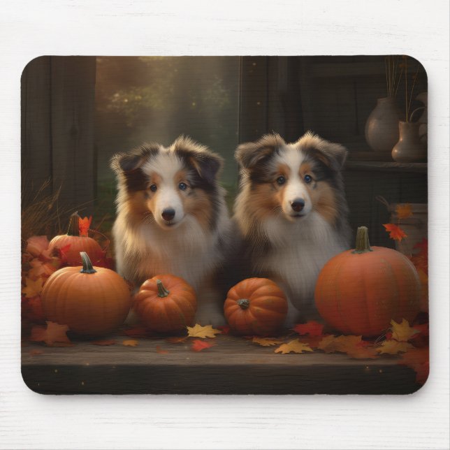 Rough Collie Valp Höstglädje Pumpa  Musmatta (Framsidan)