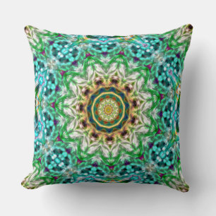 Rough metall aqua blue och grönt struktur mandala kudde