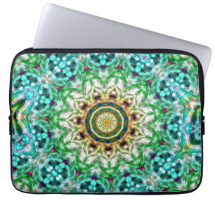 Rough metall aqua blue och grönt struktur mandala laptop fodral