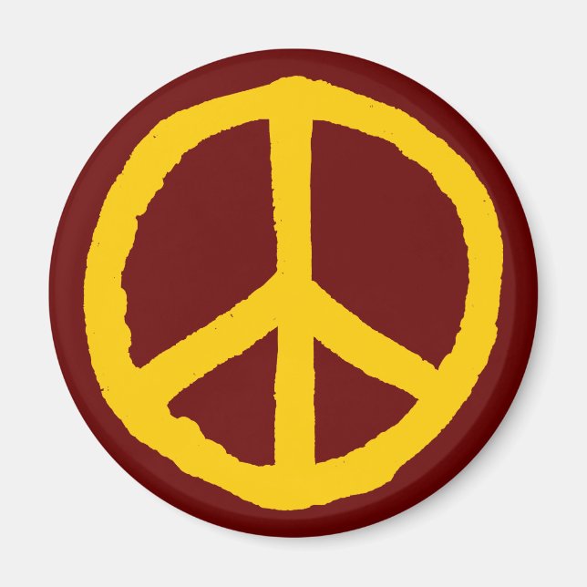 Rough Peace Symbol - Amber of Mörk Maroon Magnet (Framsidan)