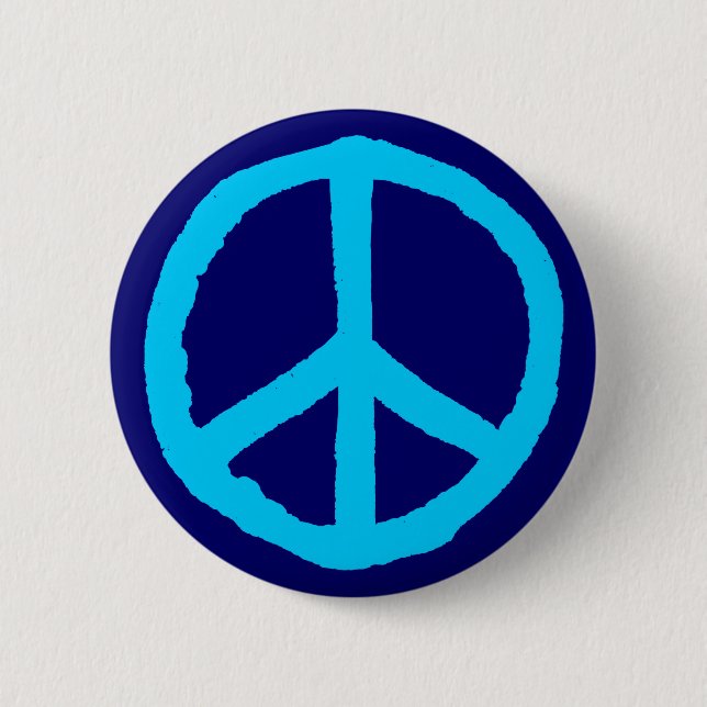 Rough Peace Symbol - Blå skuggor Knapp (Framsida)