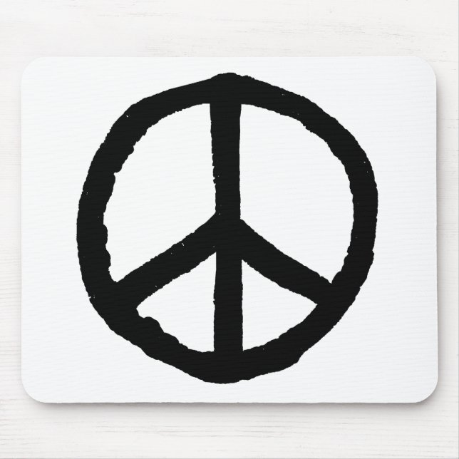 Rough Peace Symbol - Black on White Musmatta (Framsidan)