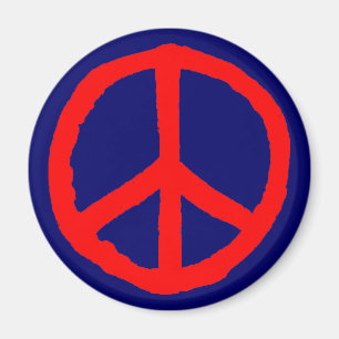 Rough Peace Symbol - Red on Mörk blått Magnet