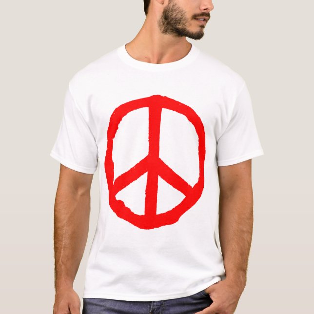 Rough Peace Symbol - Red T Shirt (Framsida)