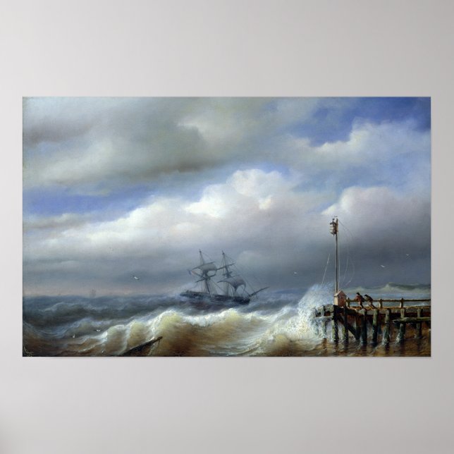 Rough Sea in Stormy Weather, 1846 Poster (Framsidan)