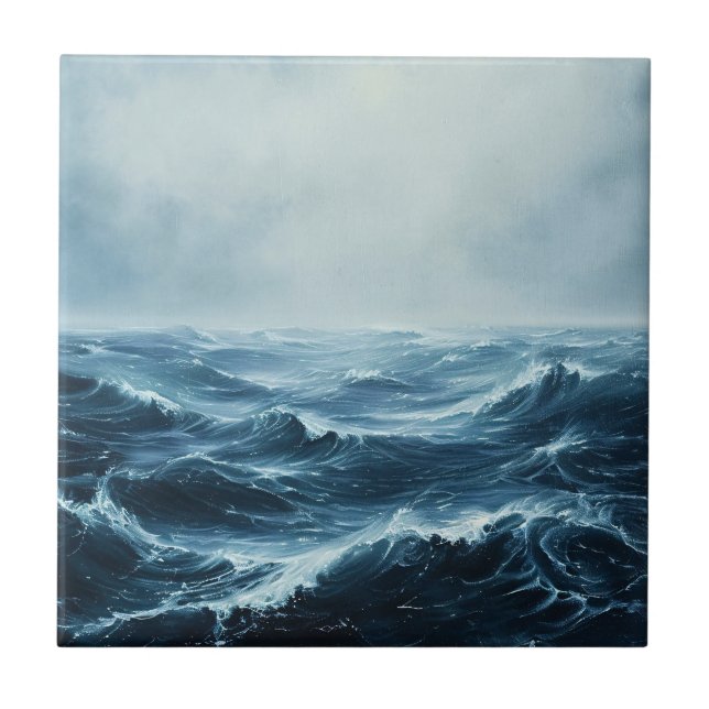 Rough Seas Ocean Vinkarare Kakelplatta (Framsidan)