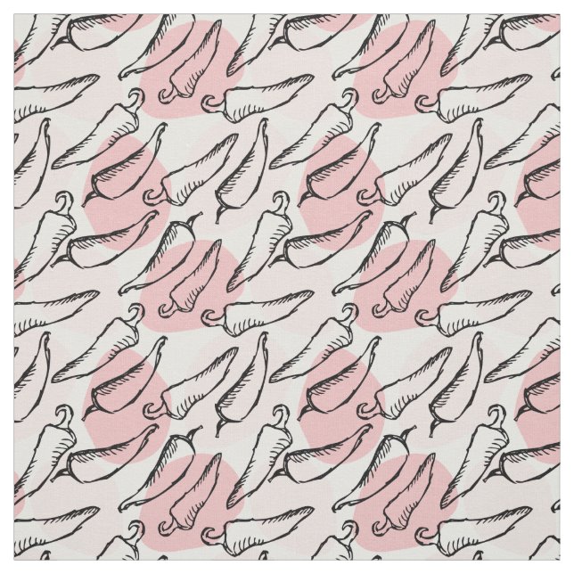 Rough Sketch Chile Peppers on Rosa Tyg (Provkarta)