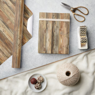 Rough Wood Planks Wrapping Papper Roll Presentpapper
