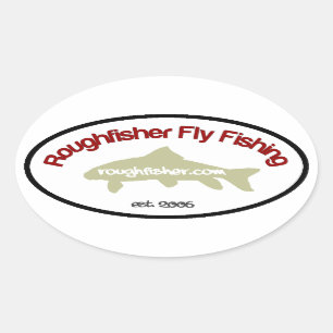 roughfisher.com Ovalklistermärke Ovalt Klistermärke