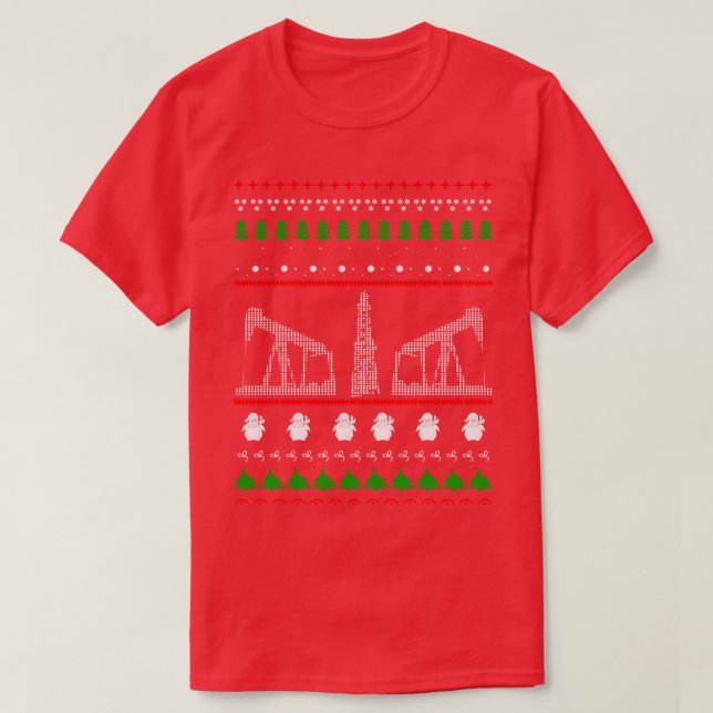 Roughneces Ugly jul Sweater Glad helg T Shirt (Design framsida)