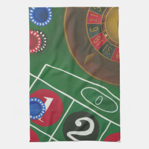 Roulette Bord med Chip och hjul Kökshandduk