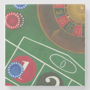 Roulette Bord med Chip och hjul Underlägg Sten