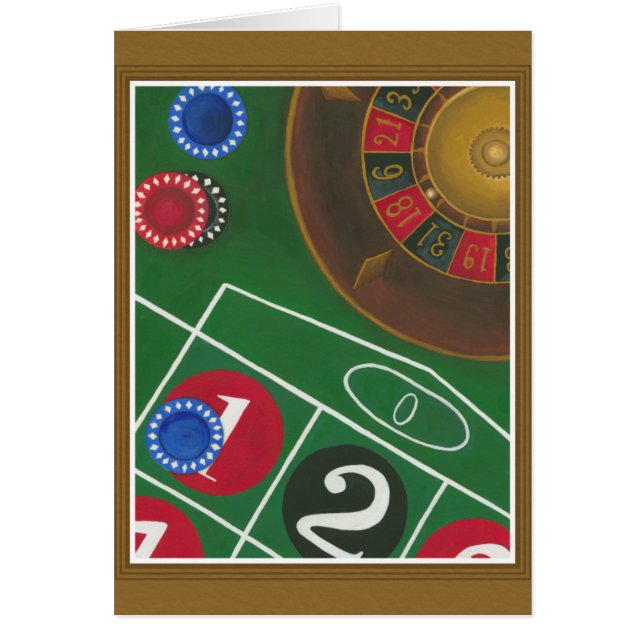 Roulette Bord med Chip och Wheel Hälsningskort (Framsidan)
