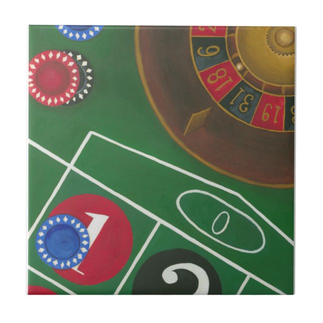 Roulette Bord med Chip och Wheel Kakelplatta (Framsidan)