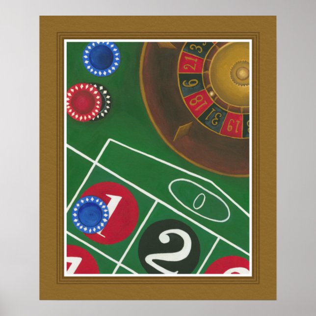 Roulette Bord med Chip och Wheel Poster (Framsidan)