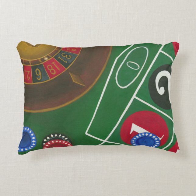 Roulette Bord med Chip och Wheel Prydnadskudde (Framsidan)