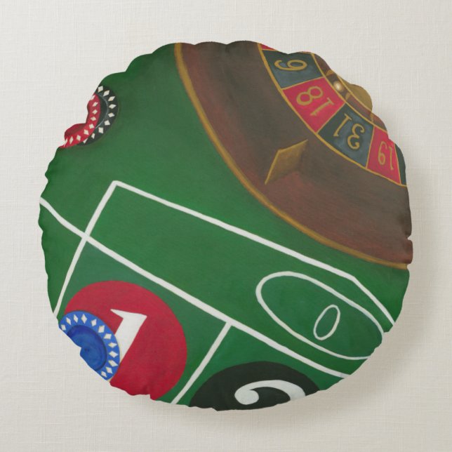 Roulette Bord med Chip och Wheel Rund Kudde (Framsidan)