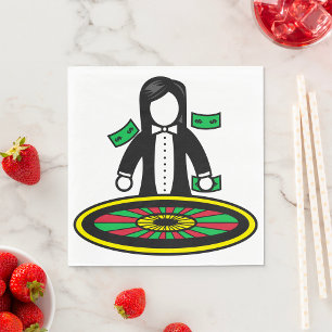Roulette Dealer Papper Napkins Pappersservett